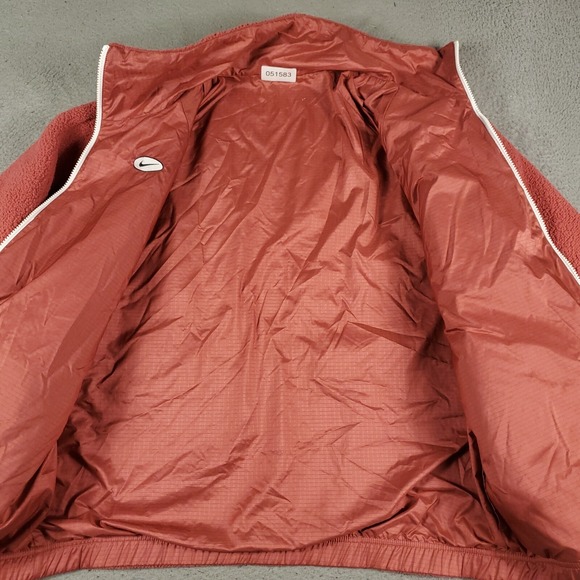 Nike Jacket Womens Small Pink Sherpa Fleece Reversible Big Swoosh Full Zip - Picture 5 of 11